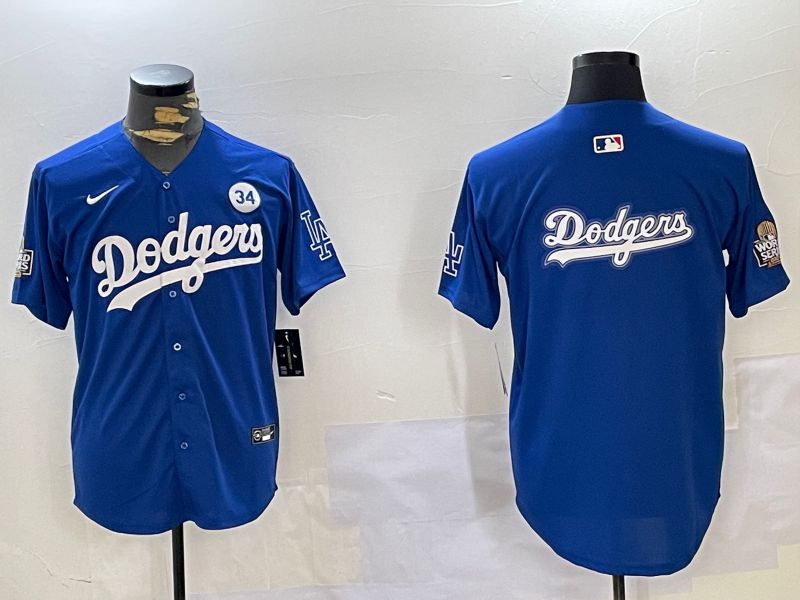 Men Los Angeles Dodgers Blank Blue Game 2024 Nike MLB Jersey style 11204